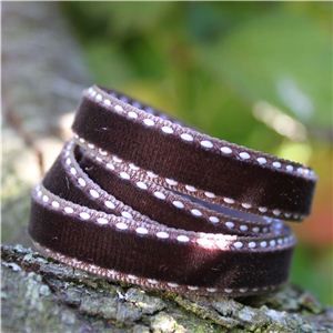 Velvet Saddle Stitch Ribbon - Chocolate/White